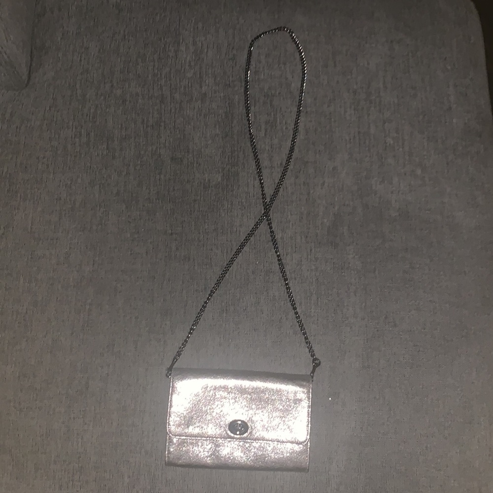 Metallic Silver Wallet on a Chain